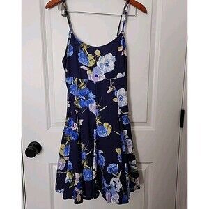 Lulus Adorable Sweetness Skater Dress Size L Blue Floral Spaghetti Strap NWT